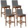 Kit 04 Banquetas Altas Para Cozinha Sala de Jantar Fixa Mila B04 Suede Cinza - Lyam Decor