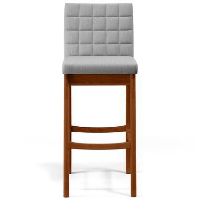 Kit 05 Banquetas Altas Para Cozinha Sala de Jantar Fixa Mila B04 Linho Cinza - Lyam Decor
