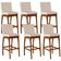 Kit 06 Banquetas Altas Para Cozinha Sala de Jantar Fixa Mila B04 Suede Bege - Lyam Decor