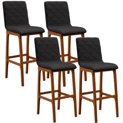 Kit 04 Banquetas Altas Para Cozinha Sala de Jantar Fixa Zoe B04 Linho Chumbo - Lyam Decor