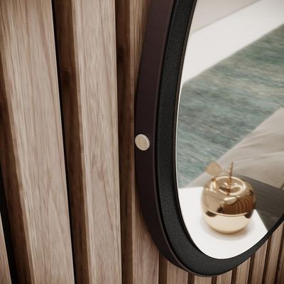 Espelho Decorativo Redondo 54 cm com Alça Adnet B01 Escandinavo Preto - Lyam Decor