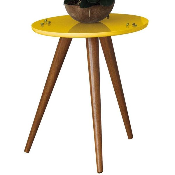 Mesa Lateral Decorativa Sofia B01 Amarelo Pés Palito - Lyam Decor
