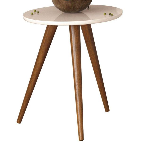 Mesa Lateral Decorativa Sofia B01 Off White Pés Palito - Lyam Decor