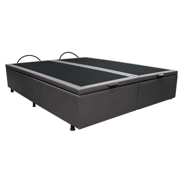 Base Box Baú para Cama Casal Queen 158x198cm Bipartido Liz S05 Sintético Cinza - Mpozenato