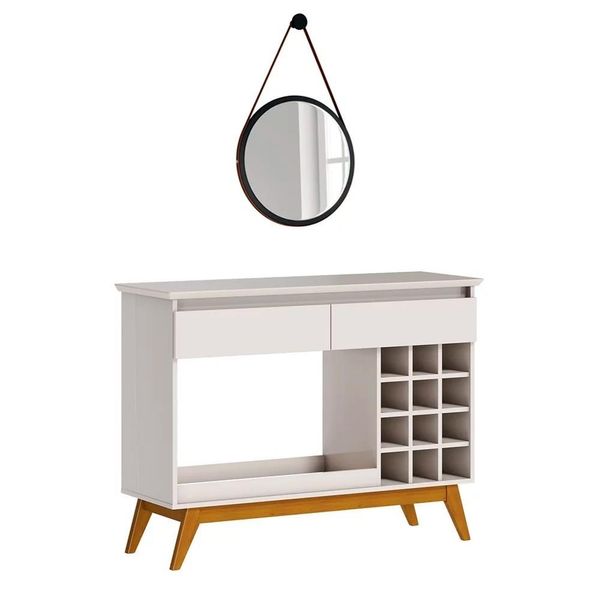Aparador Classic Com Espelho Decorativo Adnet 67cm HI01 Off White - Mpozenato