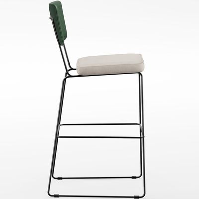 Banqueta Alta Bar Cozinha Sala De Jantar Fixa Allana L02 Facto Verde Musgo Linho Cru - Lyam Decor