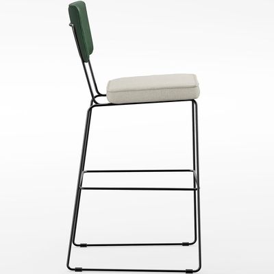 Banqueta Alta Bar Sala De Jantar Fixa Allana L02 Facto Verde Musgo Linho Champagne - Lyam Decor