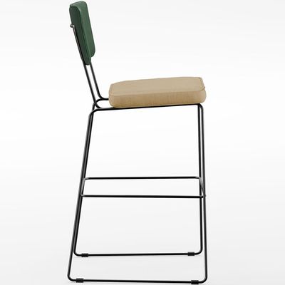 Banqueta Alta Bar Sala De Jantar Fixa Allana L02 Facto Verde Musgo Linho Bege Escuro - Lyam Decor