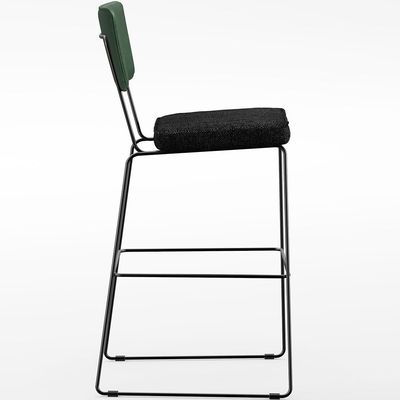 Banqueta Alta Bar Sala De Jantar Fixa Allana L02 Facto Verde Musgo Linho Chumbo - Lyam Decor