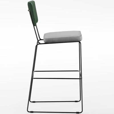 Banqueta Alta Bar Sala De Jantar Fixa Allana L02 Facto Verde Musgo Linho Cinza - Lyam Decor