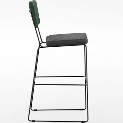 Banqueta Alta Bar Sala De Jantar Fixa Allana L02 Facto Verde Musgo Linho Cinza Escuro - Lyam Decor