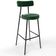 Banqueta Alta Cozinha Sala Jantar Estrutura Em Aço Milão F01 Couríssimo Verde Musgo - Lyam Decor
