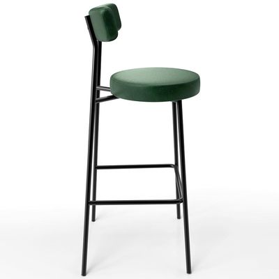 Banqueta Alta Cozinha Sala Jantar Estrutura Em Aço Milão F01 Couríssimo Verde Musgo - Lyam Decor