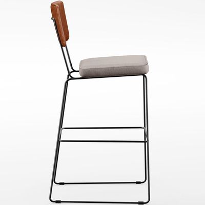 Banqueta Alta Cozinha Sala Jantar Fixa Allana L02 Couríssimo Camel Linho Bege - Lyam Decor