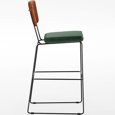 Banqueta Alta Cozinha Sala Jantar Fixa Allana L02 Couríssimo Camel Facto Verde Musgo - Lyam Decor