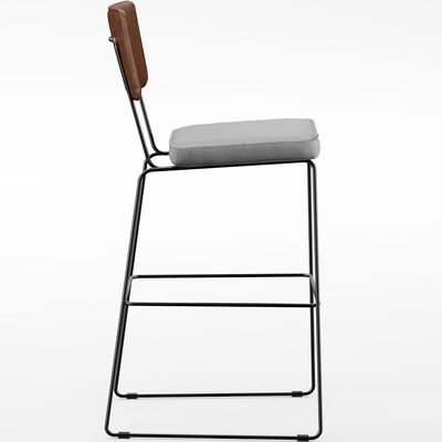 Banqueta Alta Cozinha Sala Jantar Fixa Allana L02 Couríssimo Marrom Linho Cinza - Lyam Decor