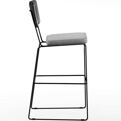 Banqueta Alta Cozinha Sala Jantar Fixa Allana L02 Couríssimo Preto Linho Cinza - Lyam Decor