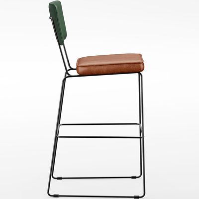 Banqueta Alta Cozinha Sala Jantar Fixa Allana L02 Facto Verde Musgo Couríssimo Camel - Lyam Decor