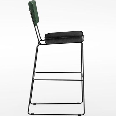Banqueta Alta Cozinha Sala Jantar Fixa Allana L02 Facto Verde Musgo Couríssimo Preto - Lyam Decor