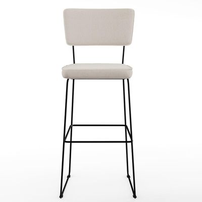 Banqueta Alta Para Cozinha Sala De Jantar Base em Aço Fixa Allana L02 Linho Cru - Lyam Decor