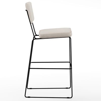 Banqueta Alta Para Cozinha Sala De Jantar Base em Aço Fixa Allana L02 Linho Cru - Lyam Decor