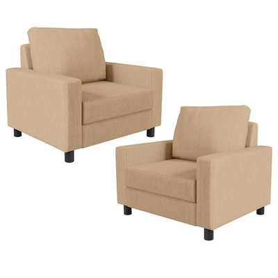 Kit 02 Poltronas Decorativas Para Sala De Estar E Recepção Malta L02 Linho Bege Escuro - Lyam Decor