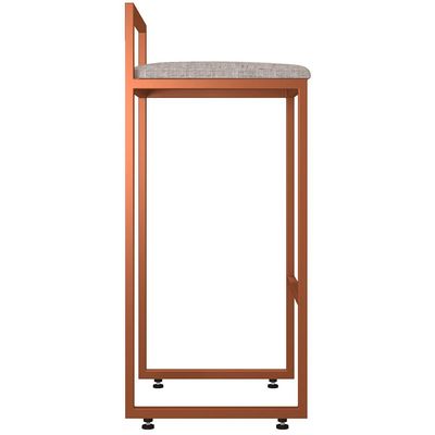 Kit 02 Banquetas Alta Para Cozinha Sala de Jantar Hanna L02 Bronze Linho Bege - Lyam Decor