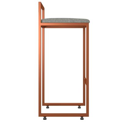 Kit 02 Banquetas Alta Para Cozinha Sala de Jantar Hanna L02 Bronze Linho Cinza Escuro - Lyam Decor