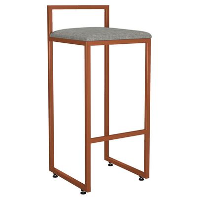 Kit 02 Banquetas Alta Para Cozinha Sala de Jantar Hanna L02 Bronze Linho Cinza Escuro - Lyam Decor