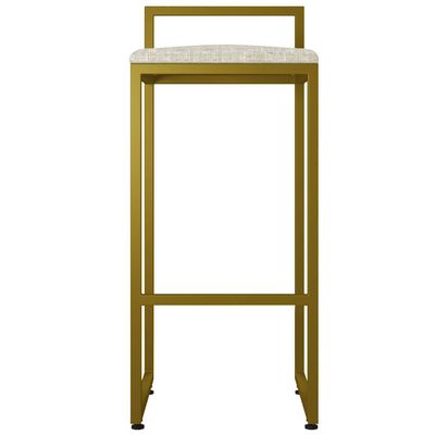Kit 02 Banquetas Alta Para Cozinha Sala De Jantar Hanna L02 Dourado Linho Cru - Lyam Decor