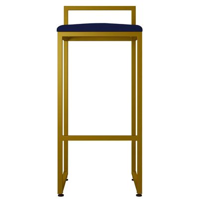 Kit 02 Banquetas Alta Para Cozinha Sala De Jantar Hanna L02 Dourado Suede Azul Marinho - Lyam Decor