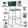 Kit 02 Banquetas Altas Bar Sala De Jantar Fixa Allana L02 Facto Verde Musgo Linho Cinza - Lyam Decor