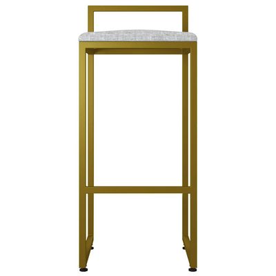 Kit 02 Banquetas Altas Para Cozinha Sala De Jantar Hanna L02 Dourado Linho Cinza - Lyam Decor