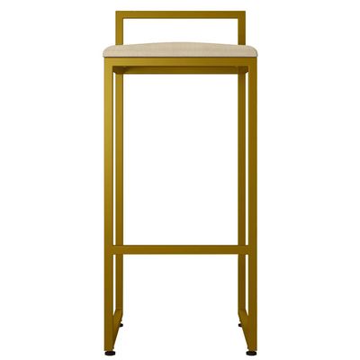 Kit 02 Banquetas Altas Para Cozinha Sala De Jantar Hanna L02 Dourado Suede Bege - Lyam Decor