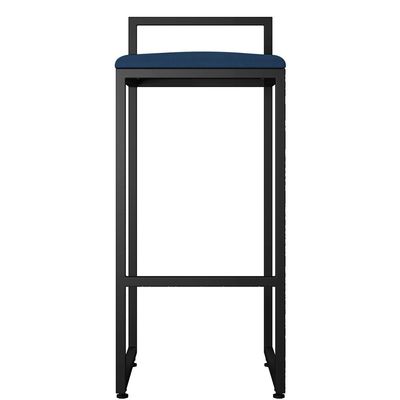 Kit 02 Banquetas Altas Para Cozinha Sala de Jantar Hanna L02 Preto Suede Azul Marinho - Lyam Decor
