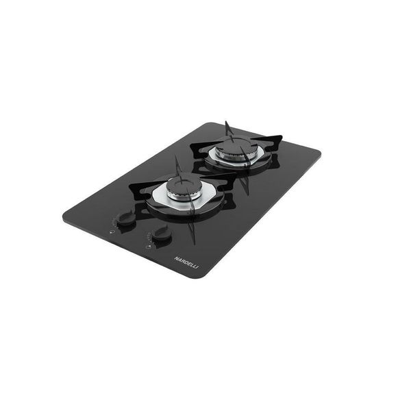 Cooktop À Gás 2 Bocas Ndl Vidro Flange Inox Preto Bivolt Bivolt