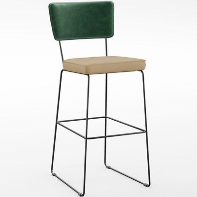 Kit 02 Banquetas Altas Sala Jantar Fixa Allana L02 Facto Verde Musgo Linho Bege Escuro - Lyam Decor