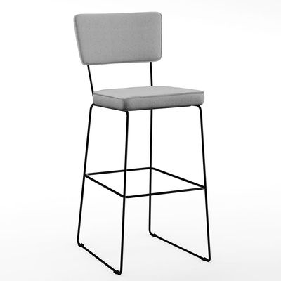 Kit 03 Banquetas Alta Para Cozinha Sala De Jantar Base Aço Fixa Allana L02 Linho Cinza - Lyam Decor