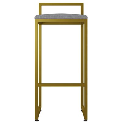 Kit 03 Banquetas Alta Para Cozinha Sala De Jantar Hanna L02 Dourado Linho Cinza Escuro - Lyam Decor