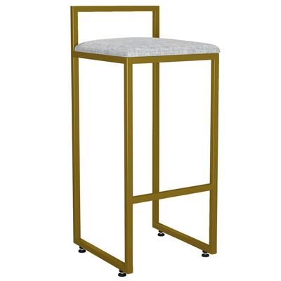 Kit 03 Banquetas Altas Para Cozinha Sala De Jantar Hanna L02 Dourado Linho Cinza - Lyam Decor