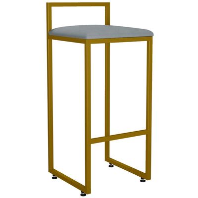 Kit 03 Banquetas Altas Para Cozinha Sala De Jantar Hanna L02 Dourado Suede Cinza - Lyam Decor