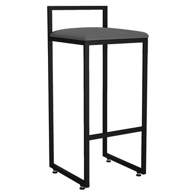 Kit 03 Banquetas Altas Para Cozinha Sala de Jantar Hanna L02 Preto Suede Cinza - Lyam Decor