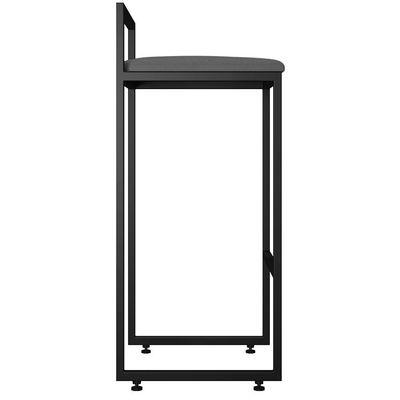 Kit 03 Banquetas Altas Para Cozinha Sala de Jantar Hanna L02 Preto Suede Cinza - Lyam Decor