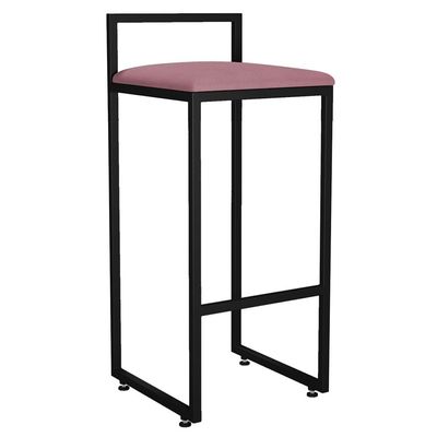Kit 03 Banquetas Altas Para Cozinha Sala de Jantar Hanna L02 Preto Suede Rosê - Lyam Decor