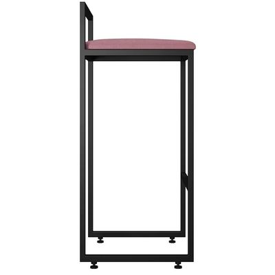 Kit 03 Banquetas Altas Para Cozinha Sala de Jantar Hanna L02 Preto Suede Rosê - Lyam Decor