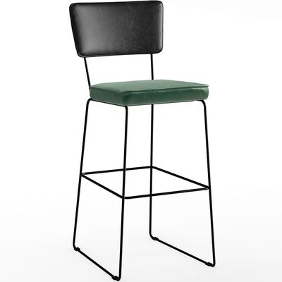 Kit 03 Banquetas Altas Sala Jantar Fixa Allana L02 Couríssimo Preto Facto Verde Musgo - Lyam Decor