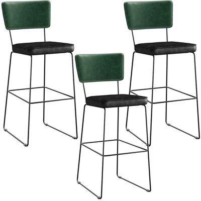 Kit 03 Banquetas Altas Sala Jantar Fixa Allana L02 Facto Verde Musgo Couríssimo Preto - Lyam Decor