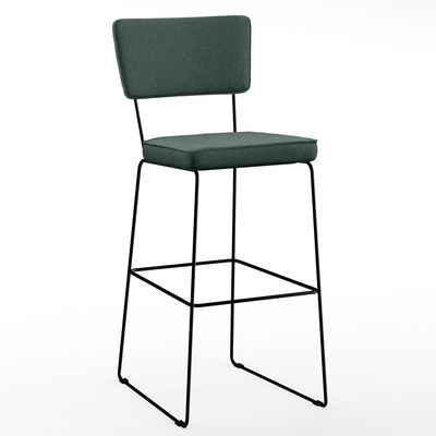 Kit 04 Banquetas Alta Para Cozinha Sala Base em Aço Fixa Allana L02 Linho Verde Musgo - Lyam Decor