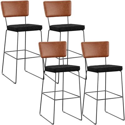 Kit 04 Banquetas Altas Cozinha Sala Jantar Fixa Allana Couríssimo Camel Linho Chumbo - Lyam Decor
