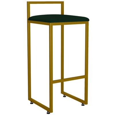 Kit 04 Banquetas Altas Para Cozinha Sala De Jantar Hanna L02 Dourado Suede Verde Musgo - Lyam Decor